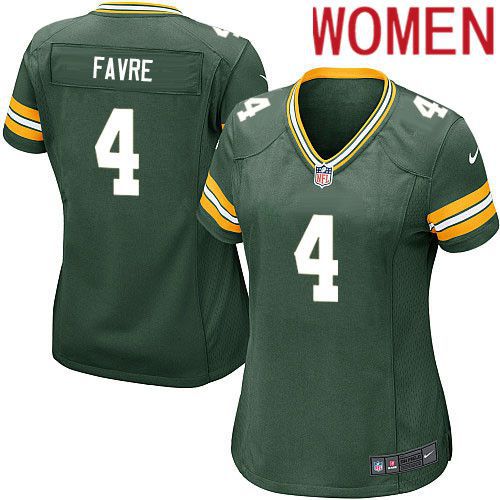 Women Green Bay Packers #4 Brett Favre Green Nike Game NFL Jersey